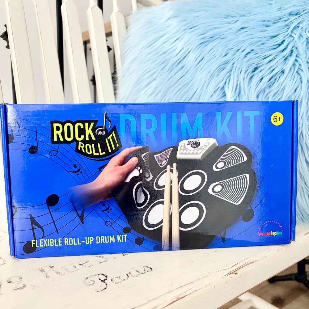 Drum Kit, Flexible, Roll Up, Drum Kit, Travel Drum Kit, With Drum Sticks & Pedal